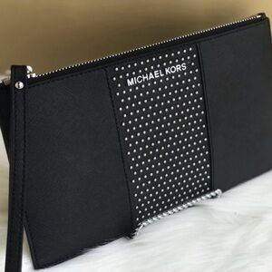 Michael Kors Black Studded Wristlet Clutch